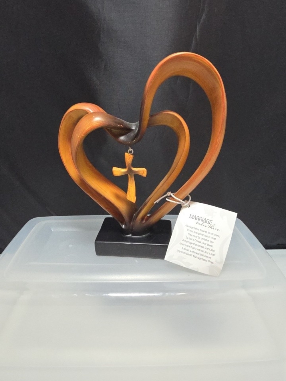 Dicksons Marriage Takes Three Double Heart Cross Figurine Wedding Gift 8” (Y1)
